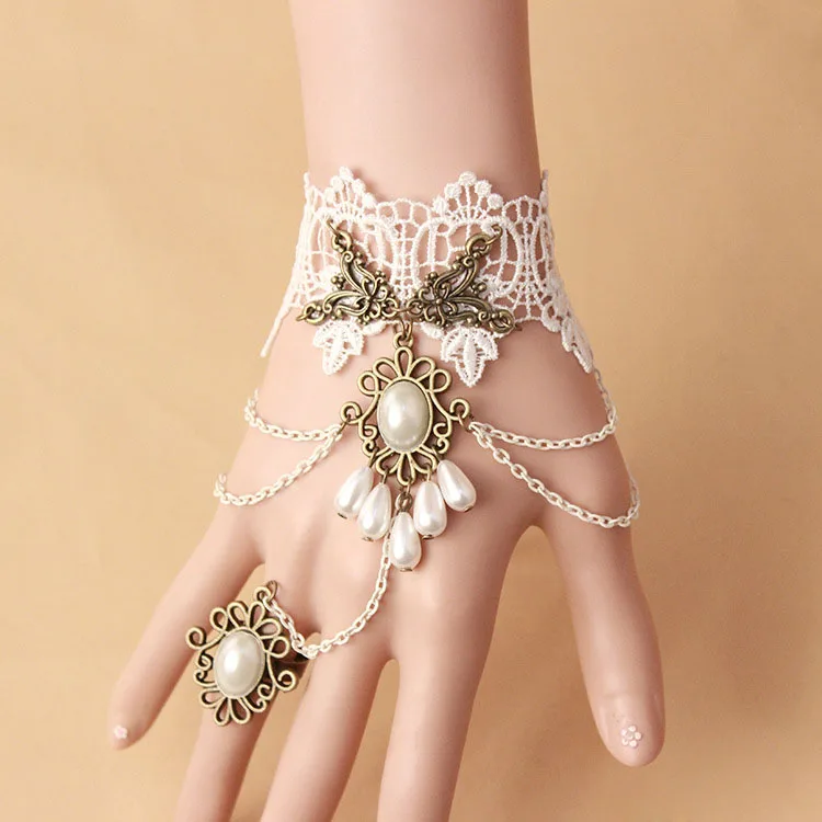 Women Fashion Hollowed Butterfly Hand Accessories White Tassel Retro