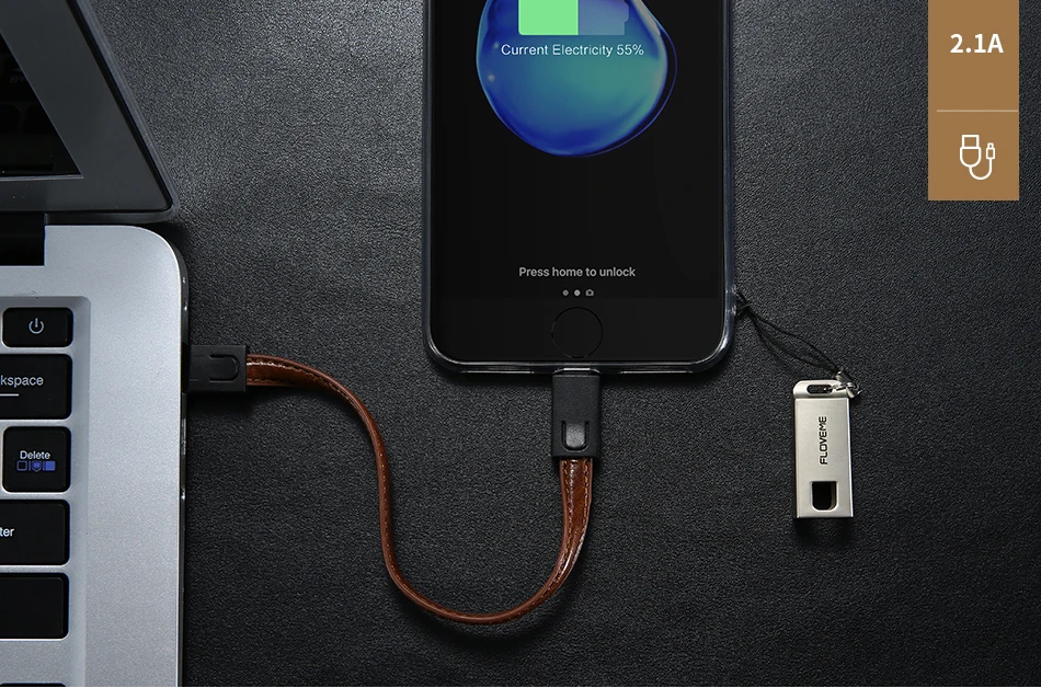 FLOVEME мини брелок металлический кожаный USB кабель для iPhone X 8 6 6 S 7 Plus 5 5S освещение зарядное устройство кабель для iPad iPod Зарядка Синхронизация