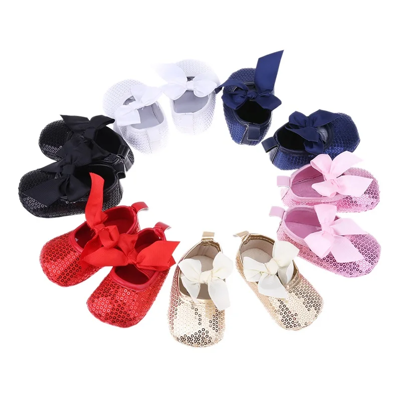 Baby First Walkers Bow Bling Prewalker Process Shoes With Big Bow