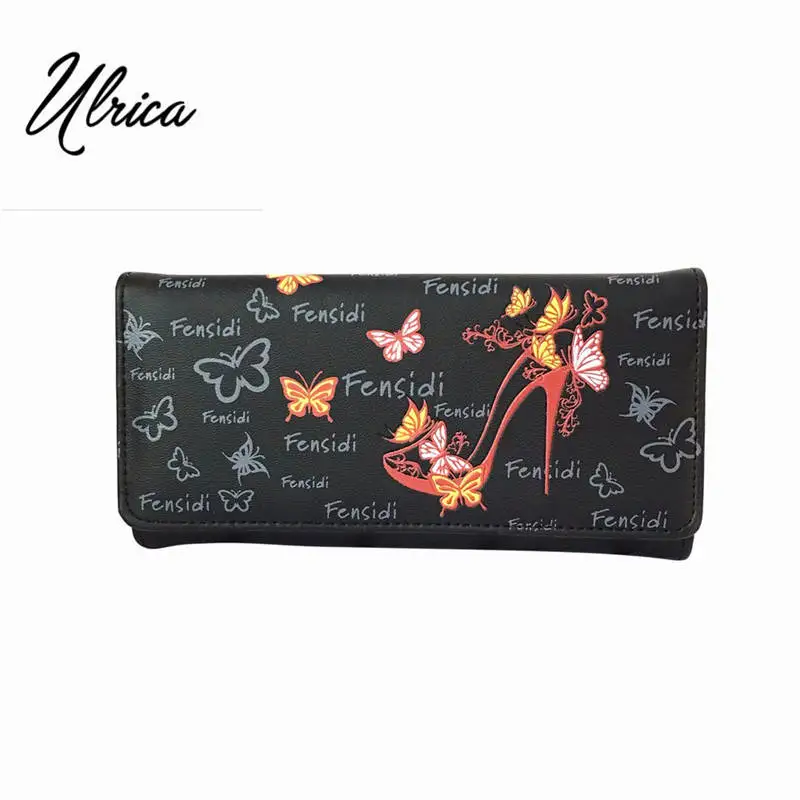 

2016 New Arrival Fashion Women Wallets Butterfly High Heels Pattern Coin Purse Long Wallet Handbag carteras mujer sacoche homme