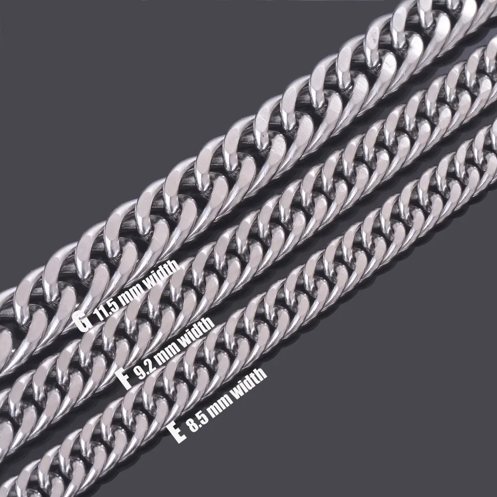 

10pieces/lot 8.5/9.2/11.5MM Men's Big and Width Stainless Steel Necklace Chain Silver Color Jewelry Wholesale