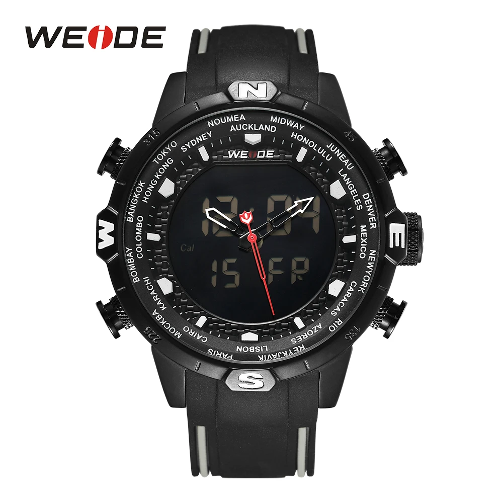 

WEIDE Men's Military Quartz Alarm Clocks Chronograph Auto Date Digital Calendar Display Analogue Rubber Strap Wristwatch Hours