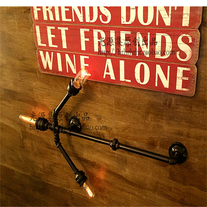 

Water pipe retro wall light loft American industrial personality creative living room aisle light bar Edison wall lamp SG14