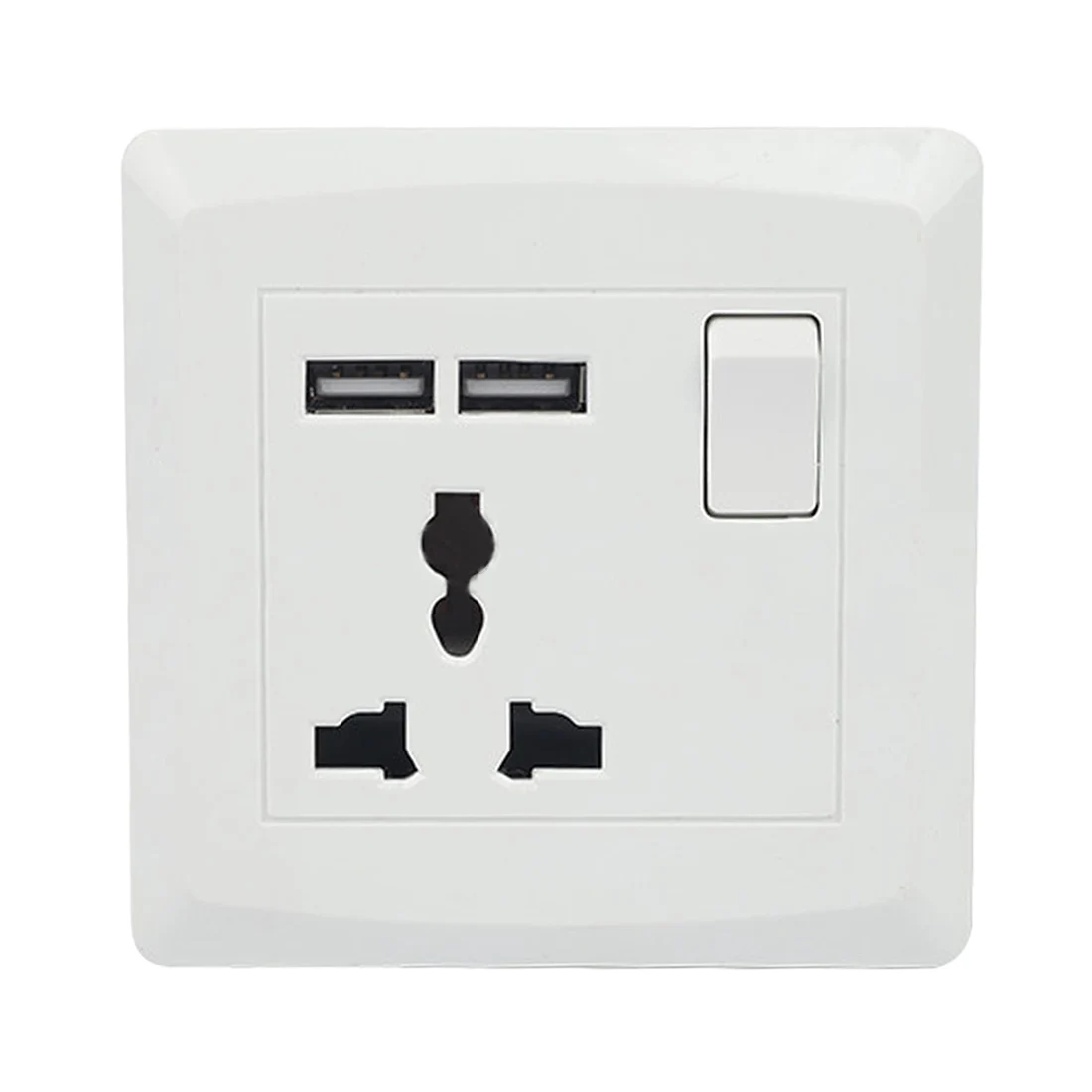 

86*86mm USB charging panel socket AC220-250V 13A Household office wall switch socket British switch socket