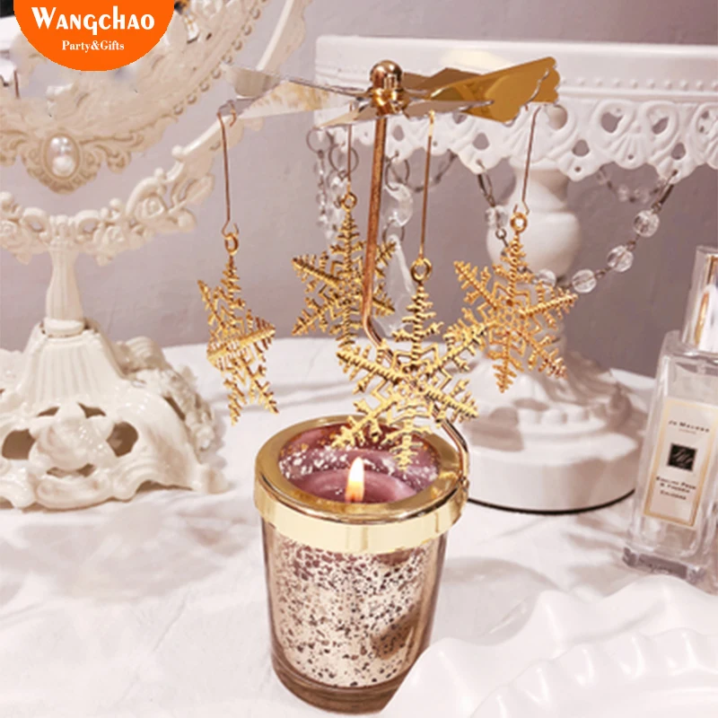 

Christmas Revolving Windmill Candle Holders Party DIY Room Decoration Romantic Rotation Candlestick Tea Light Holder for Gift