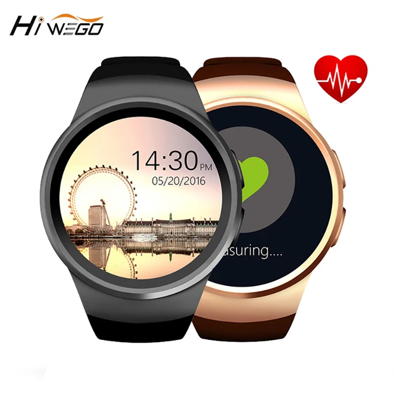 

KW18 Smart Watch Round Screen Hiwego Brand Bluetooth 4.0 Anti-lost Alert Remote Camera Heart Rate Tracker Black/Silver/Golden
