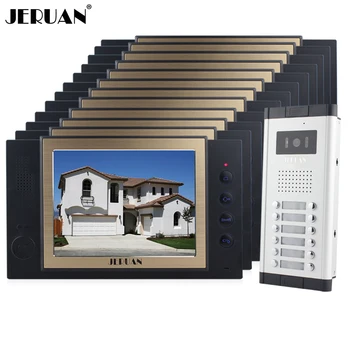 

JERUAN Apartment 12 Doorbell Intercom 8 inch TFT Video Door Phone Recording Intercom System HD IR COMS Camera For 12 Household