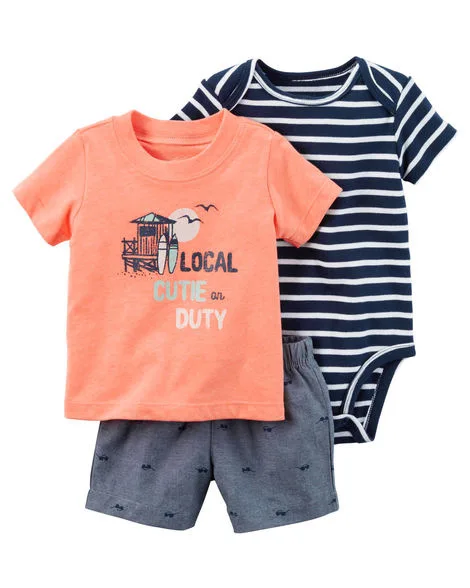 Детская одежда для маленьких мальчиков г. Летние комплекты из 3 предметов bebe, футболка+ боди+ шорты костюм для маленьких девочек одежда для маленьких девочек cts