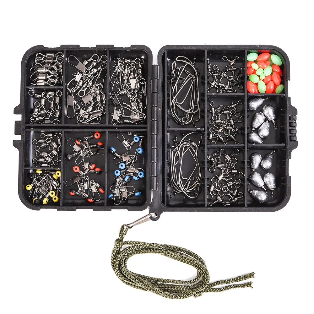 

167Pcs Assorted Carp Fishing Accessories Rolling Barrel Swivels Hooks Weight Sinkers Oval Beads Hair Rig Terminal Tackle Pesca