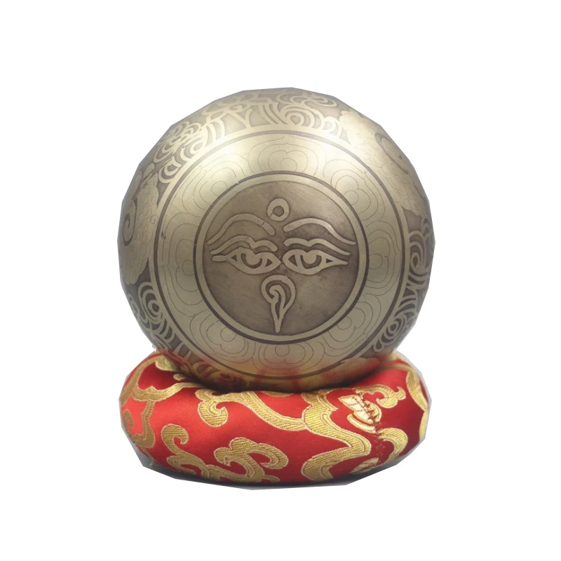 Tibetan Singing Bowl Set For Meditation , Chakra Healing , Yoga With Silk Cushion Wooden Mallet and Carrying Case