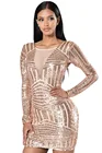 Cheap Robe Sexy Night club Wear Hot Femme New Arrival Woman clothes wholesale adult Rose Nude Open Back Long Sleeve Sequin Dress 22867