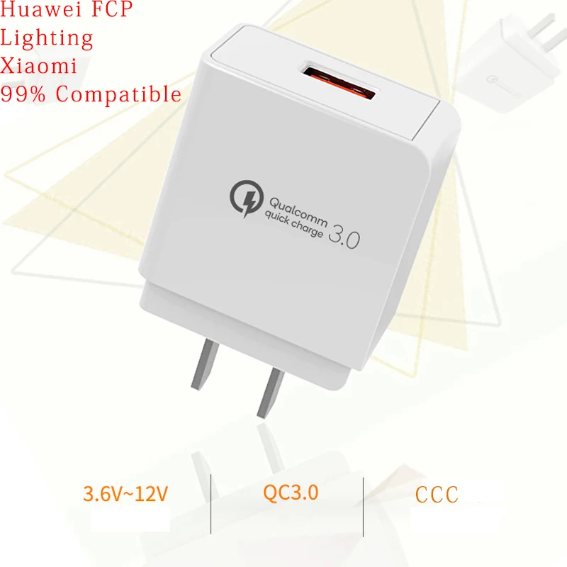 

QC3.0 Mobile Phone Charger Travel Adapter Fast Charger USA Power Supply Charging Plug Socket For Travel Charge Phones 5V 2A