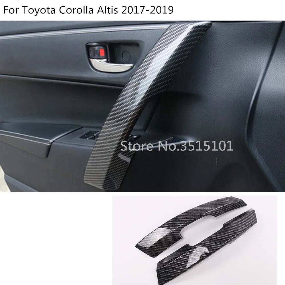 Накладка на дверь из углеродного волокна, внутренняя ручка, подлокотник, поручень, рамка, панель, 2 шт. для Toyota Corolla Altis