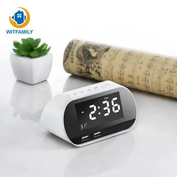 

LED FM Radio Digital Alarm Clock with snooze fuction temperature display USB charge Digital Modern 12/24 hours light adjustment
