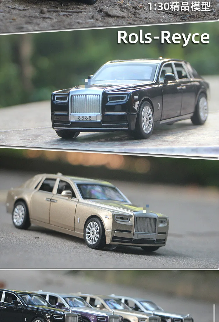 1:32 Scale Rolls Royce Alloy Diecast Metal Car Model Sound Light Pull Back SUV 7 Doors Can Be Opened For Kids Toys