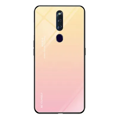 ForFor OPPO F11 Pro Чехол для телефона градиент закаленное стекло Жесткий Чехол Мягкий ТПУ Силиконовая Рамка Жесткий стекло задняя крышка для F11 Pro - Цвет: 1