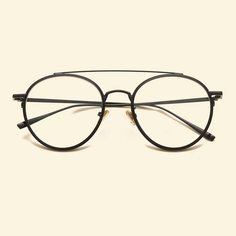 Большая оправа Ретро Металлические очки оправа для мужчин и женщин Близорукость оптическая оправа прозрачные линзы Повседневные очки студенческие очки по рецепту - Цвет оправы: Black