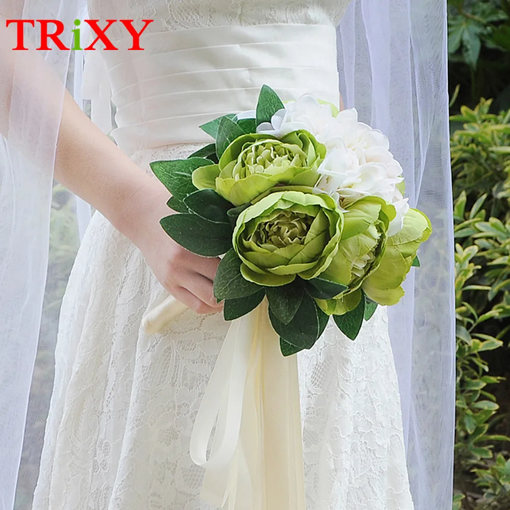 TRiXY B21 Свадебный букет невесты с цветами розы Искусственные цветы Свадебные букеты для романтической свадьбы
