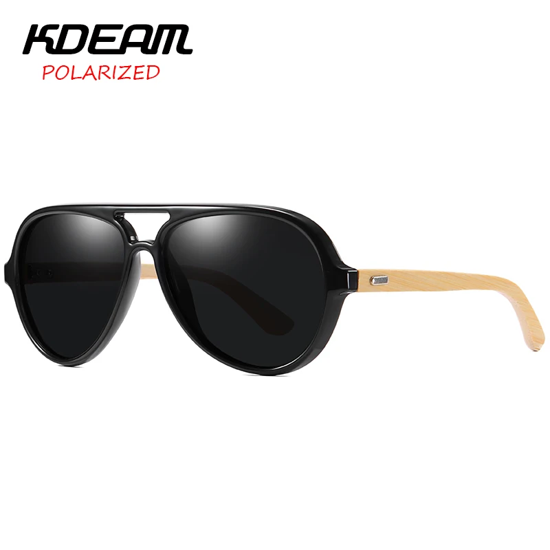 

New Pilot Sunglasses Bamboo Men Polarized Sun Glasses KDEAM Classical 9 Colors Women night vision UV400 Glasses KD8804