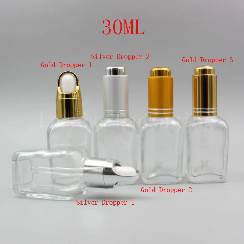 

30ML Transparent Square Glass Dropper Bottle, 30CC Empty Cosmetic Container, Essential Oil/Perfume Sub-bottling