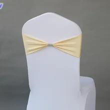 Цвет; цвет слоновой кости; Подвязка из спандекса для стула ленты для свадебных стульев с блестящая пряжка на ремешке в середине, Лайкровые эластичные, для украшения свадебных стульев