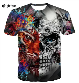 

2018 Coolest hip hop rap hiphop Punk Color skull tigert shirt men music rapper Rock T-shirts Tee male Tshirt