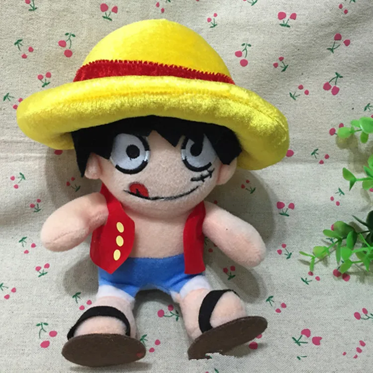 8,7 ''аниме, плюшевая цельная Обезьяна D Luffy Мягкая красная одежда желтая шляпа мультфильм мягкая Милая аниме персонаж чучела кукла-подвеска