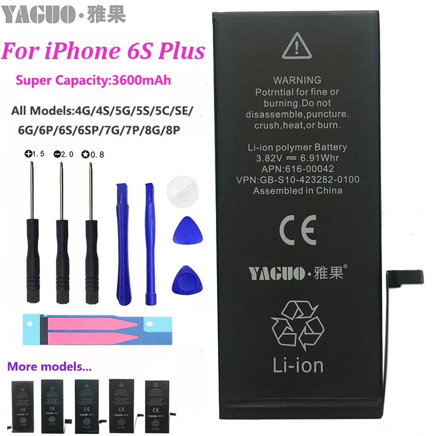 100% оригинальная фотобатарея для Apple iPhone 6S Plus 6SP iPhone6SP реальная супер емкость 3600 мАч