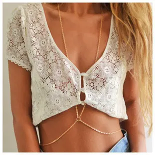 

hot selling fashion women sexy golden chain necklace necklace waist belt chain jewelry women free shipping