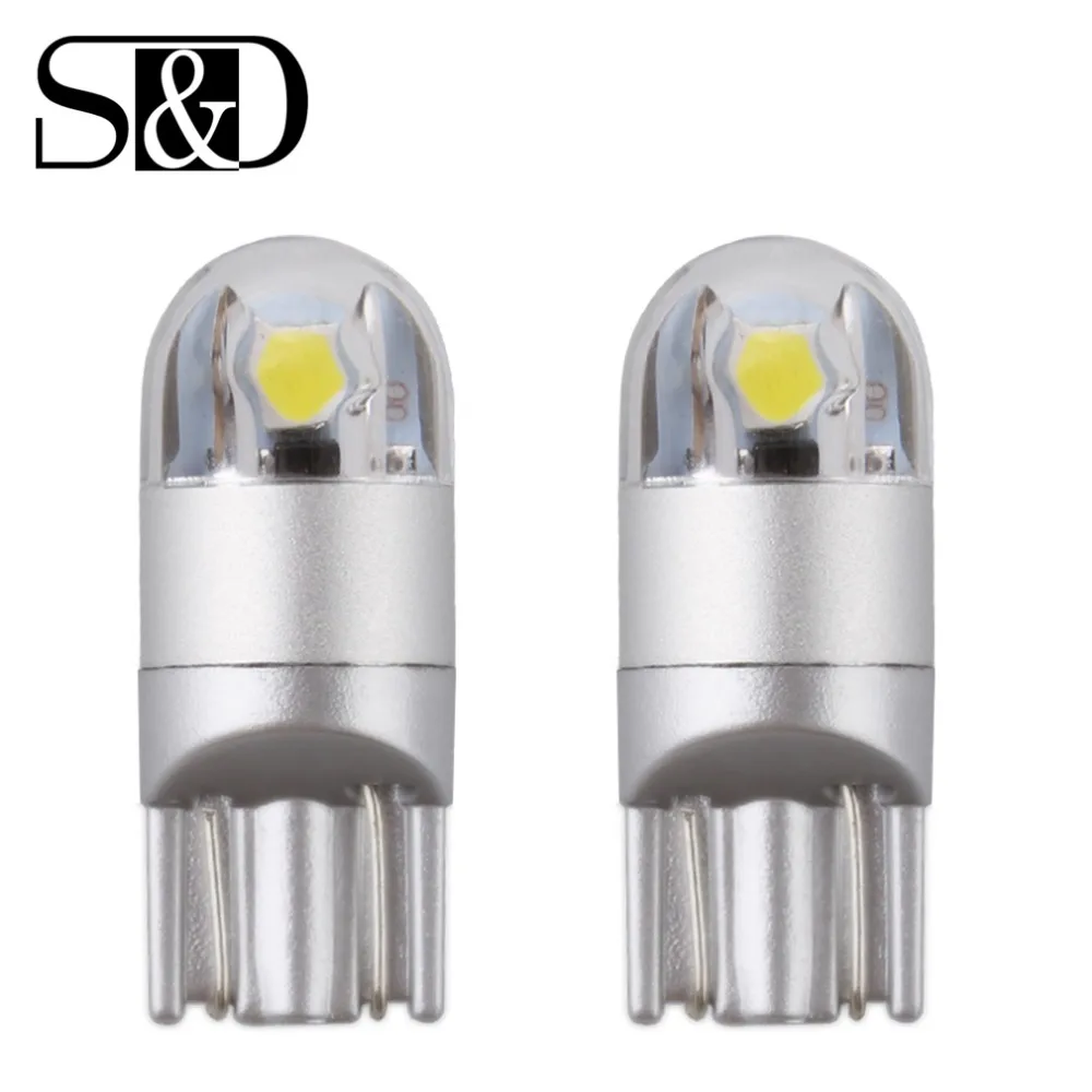 S&D 2pcs T10 LED Bulbs 168 501 W5W LED Lamp T10 Wedge 3030 2SMD Reading