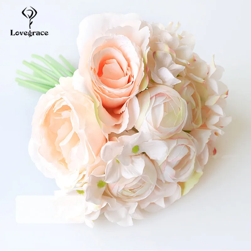 wedding bouquet roses peony artificial flowers  (19)