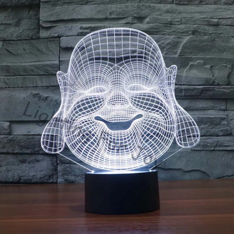 Новый дизайн лампа Будды ночник декоративная статуя 3D свет ребенок визуальный