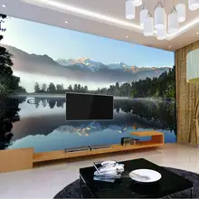 Фотообои настенная столовая ТВ фон природные пейзажи зеленые горы реки Обои фреска