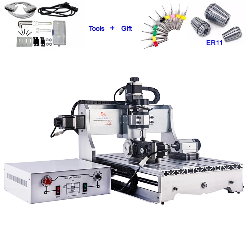 Мини ЧПУ маршрутизатор 3040 300 Вт ЧПУ шпинделя 4 станок ЧПУ для нанесения гравировки на дерево PCB фрезерно-гравировальный станок