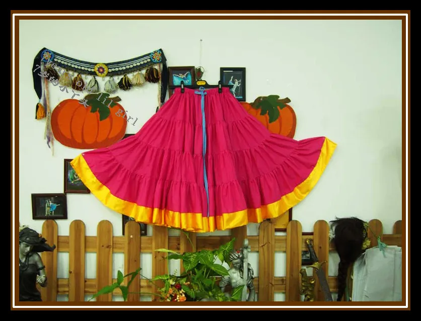 

cotton 4tiered 20yards Ats Gypsy tribal belly dance skirt with border EI40