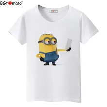 BGtomato футболка, супер милая 3D футболка с изображением миньонов, горячая Распродажа, милая 3D футболка, женская брендовая Новая повседневная футболка с коротким рукавом
