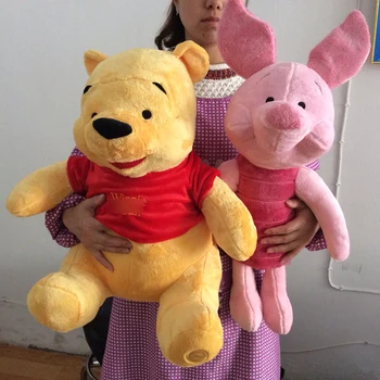 

Free Shipping 50cm Yellow Bear and 68cm Piglet Pig Stuffed Animals Plush Toys soft Doll for boy&girl birthday gift