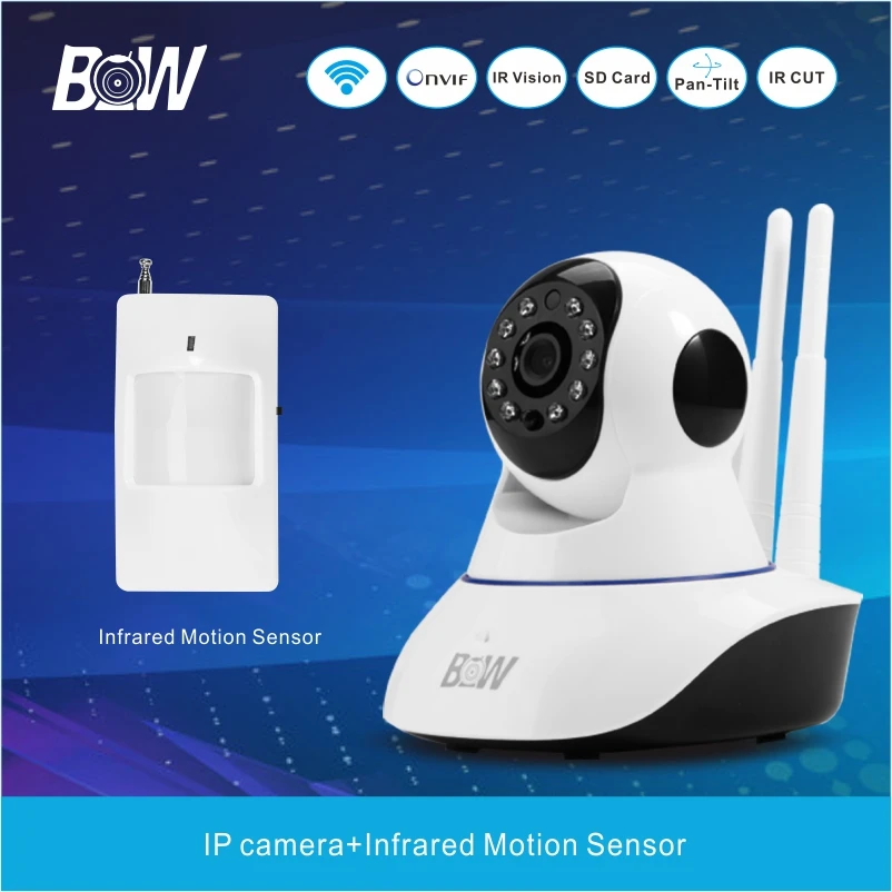 Alarm System Security Camera Wifi HD IP Wireless IR Led + Infrared Motion Sensor PTZ Camera P2P Home Onvif Surveillance BW02D wifi surveillance camera ip onvif infrared motion sensor alarm security remote control network wireless ip camera wi fi