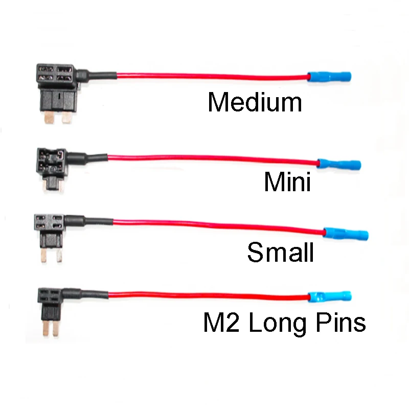 

12V Mini Small Medium Size Car Fuse Holder Add-a-circuit Piggy Back Fuse TAP Adapter with 10A Micro Mini Standard ATM Blade Fuse