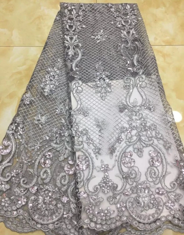 African lace fabric with sequins 5 Yards 2018 latest sequin high quality tulle for dresses ML6649 | Дом и сад