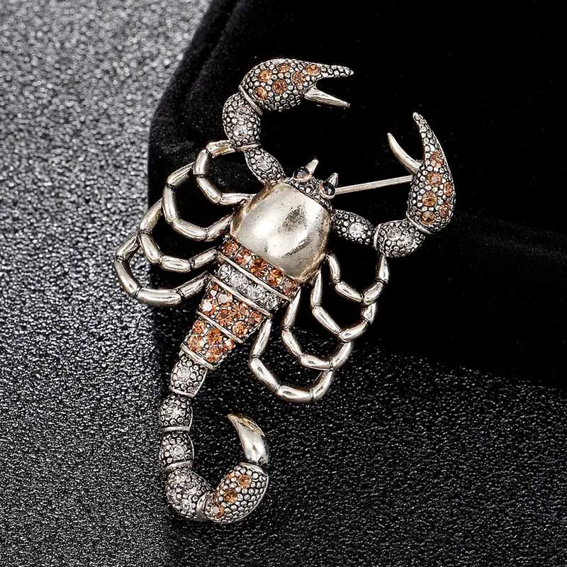 

2018 New arrival Men's Insect brooches jewelry Kids gifts Brand rhinestone Scorpions pin broches women's vintage pin broach vaz