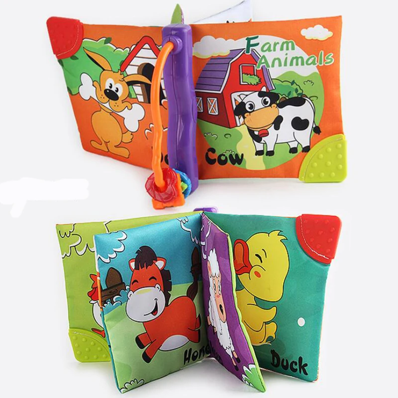 Baby Fabric Cloth Books Animals Words Fruit Education Cartoon Book Kids Early Learning Children Soft Cloth Book With Teether Toy Baby Fabric Cloth Books Animals Words Fruit Education Cartoon Book Kids Early Learning Children Soft Cloth Book With Teether Toy
