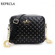 2018 Women Bag Fashion Women Messenger Bags Rivet Chain Shoulder Bag High Quality PU Leather Crossbody