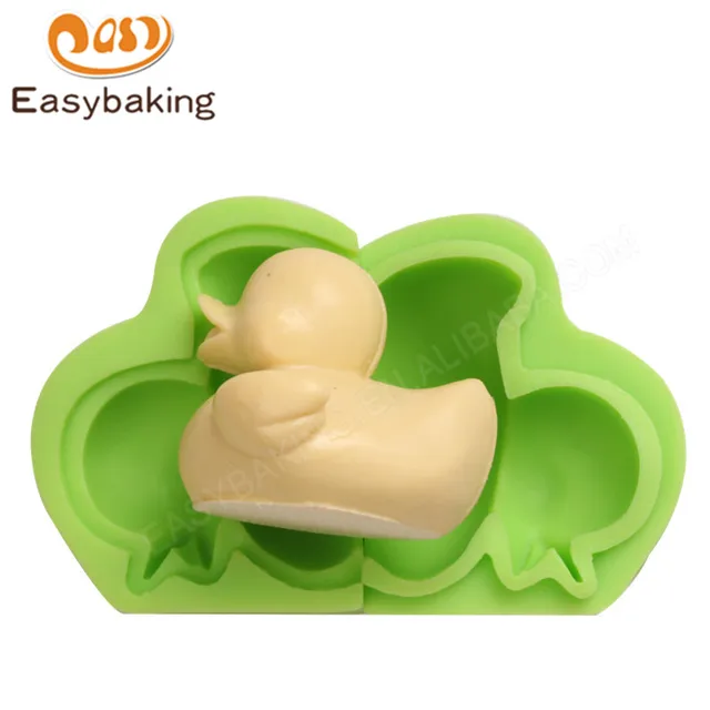 3D Mini Duck Shape Quilted Silicone Fondant Mold Sugarcraft Soap Mould Cake Topper Decoration Tool for Resin 2PCS/SET