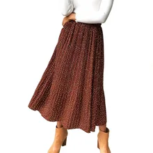 Элегантный белый красный горошек цветочный принт плиссированная миди юбка Женская эластичная высокая талия юбка с карманами Летняя женская нижняя