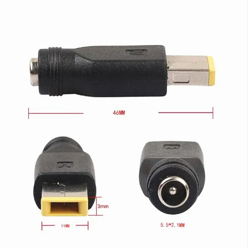 

100pcs Laptop notebook DC Power Adapter 5.5x2.1mm Female to Square Plug For lenovo ThinkPad Ultrabook X230S/S3/S5/X1/E431