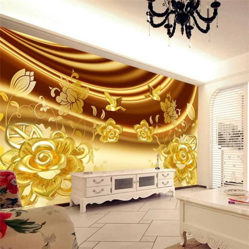 beibehang Custom wallpaper luxury luxury jewelry rose TV ...