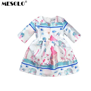 

MESOLO A new 2018 European and American country graffiti flower button, sleeve, sweet princess dress, sleeve dress dress.