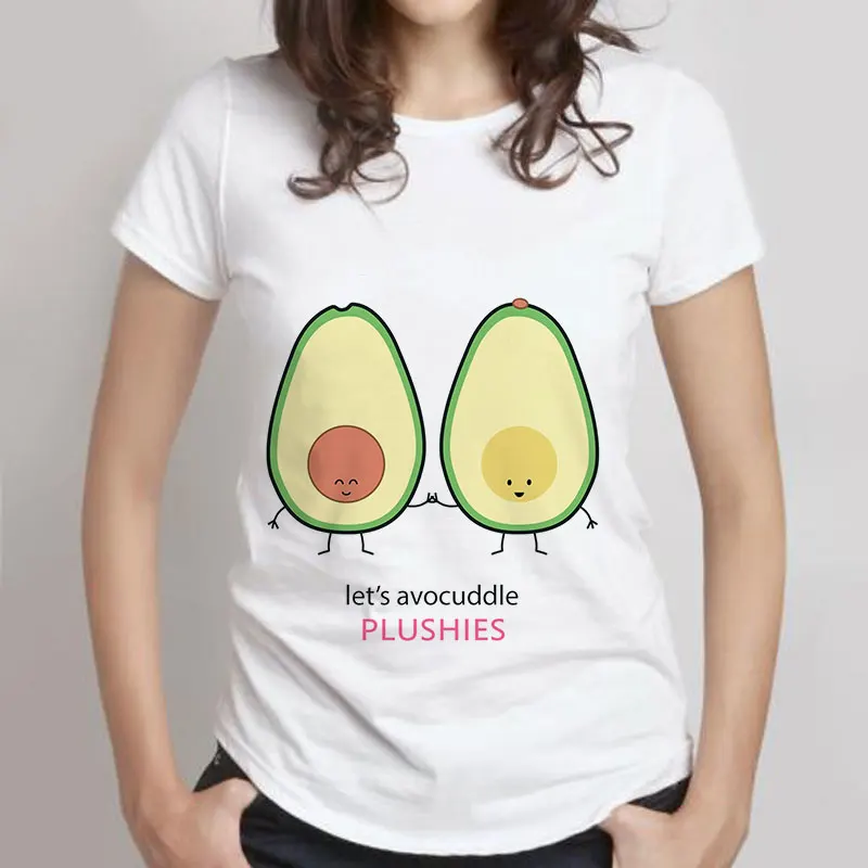 Летняя женская футболка с принтом авокадо Vegan Kawaii Ulzzang топы короткими рукавами