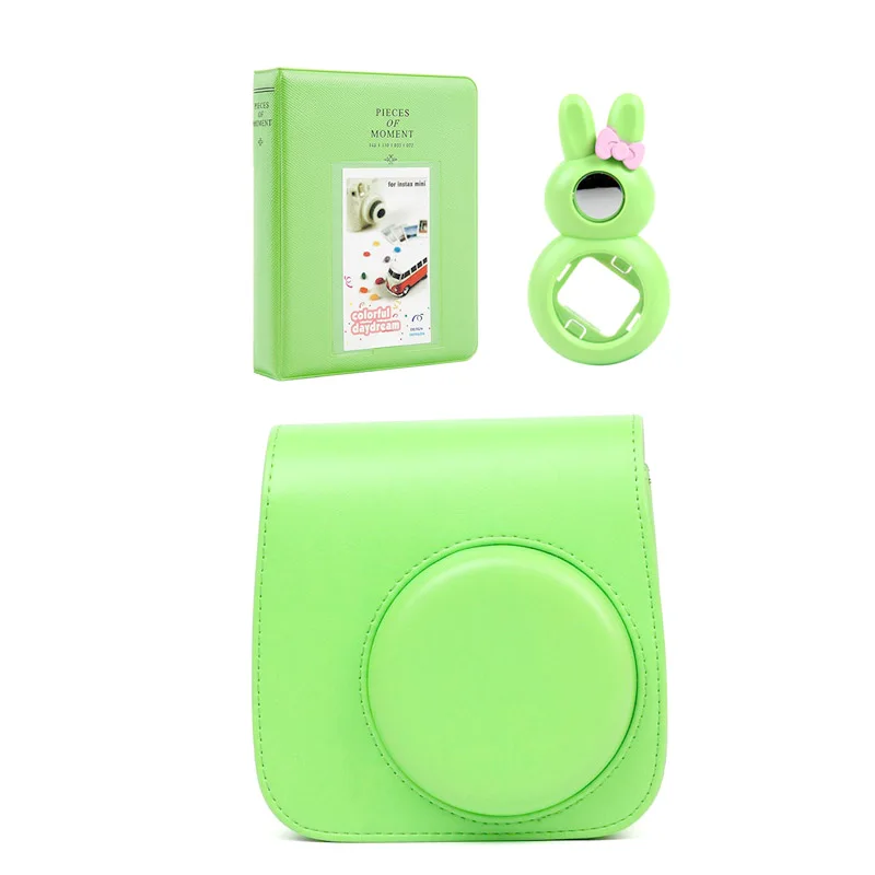5 Colors Quality PU Leather Camera Case + Photo Album + Rabbit Selfie Lens for Fujifilm Instax Mini 9/Mini 8 Instant Film Camera
